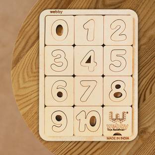 Webby Counting Number Slide Game Wooden Puzzle, 8X6(Inches)