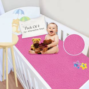 PIKIPOO High Absorbent Water Resistant Bed Protector Quickly Dry Washable Hygienic Baby Sheet Soft Breathable Smell Free Reusable Sheets for Babies Crib Mattress Sheet Size 100 Cm X 70 Cm Light Pink