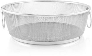 PRABHA Stainless Steel 23cm Fridge Basket Round, Basket with Handles Dishwasher Safe Colander