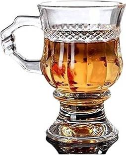 MIRTONICS Pack of 6 Glass Crystal Claasic Imported Coffee and Tea Cup Clear Coffee Mug(145 ml)(Set of 6)