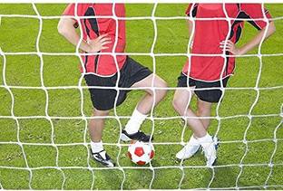 Amz Sports Nets Goal Net Football Polyethylene Training Post Nets (White Blue, 25Ft. X 9Ft X 6Ft.) Football Net