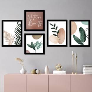 Nature Inspired Modern Art Wall Posters with Frame for Room Bedroom Living Room - Abstract Art Framed Posters for Wall Decor Paper Print