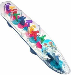 WHITE POPCORN Train Toy 360 Degree Rotating Plastic Transparent Train with 3D