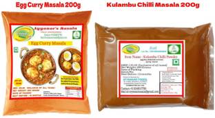 Ayyanar's Kulambu Chilli Masala + Egg Curry Masala 400g Combo (200g x 2 pack) (Kulambu Milagai Podi & Egg Masala combo)