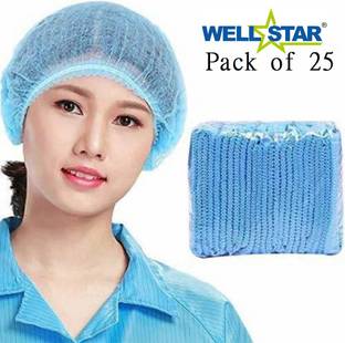 Wellstar surgical export and import Pack of 25 Blue Non Woven Disposable Bouffant Surgical Head Cap (Disposable) Surgical Head Cap