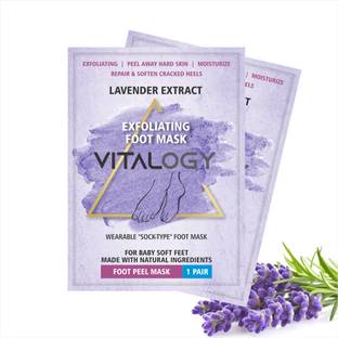 Vitalogy Foot Peel Mask for Dead Skin Removal - 2 Pairs | Exfoliating Foot Mask Peeling Feet Mask | Foot Hydrating Sock Pedicure Essential | Make Your Feet Baby Soft, Repair Rough Heels - Lavender