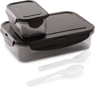 Flipkart SmartBuy Lock & Fit Small (800ml+125ml) with Folk & Spoon 2 Containers Lunch Box