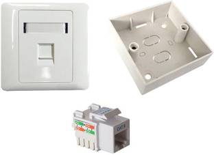 BOXNUBE Combo Set - RJ45 CAT6E Lan I/O Network Keystone Jack + Gang Box + Face Plate - 5 SET Network Interface Card