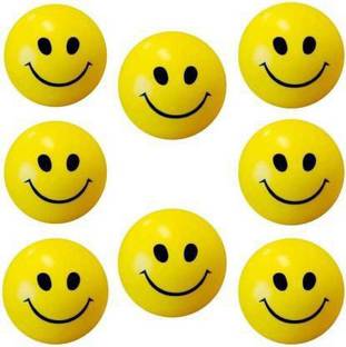 Cabin Hut Smiley Face Squeeze Stress relief Ball | Soft ball Stress Relieve Squeeze Balls Yellow |Toy for Kids and Adults for Stress Relief and Playing ( pack of 8) - 7 CM l Smiley Soft Balls Happy Smile Funny Cute Face Anti Stress Slow Rising Squeeze Ball Kids Toy Gift Stress Reliever Smiley Ball  - 7 cm