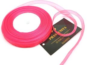 PRANSUNITA Sheer Chiffon Organza Satin Ribbon, 1/2 inch Wide, 20 Yard Length for Gift Wrapping, Wedding & Valentine's Birthday Packing, Bouquet Party Wreath Decoration, DIY Hair Accessories - Colour: PINK