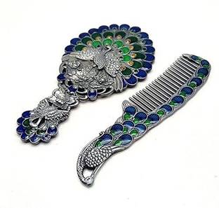 GOLA INTERNATIONAL Gorgeous Vintage Peacock 1 Piece Mirror and 1 Combs | | Peacock mirror, Metallic silver, Gorgeous Brand: Generic