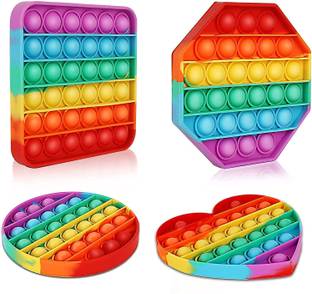 Aganta Push Bubble Popit Game Push Pops Bubbles Toys Popits Stress Relief Tools For Girls And Boys Popit Set Of 4 Pop Its Pack Pop Pop Game [ Heart, Round, Square, Octagon ]