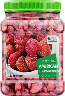 ब्लिस ऑफ अर्थ 500gm व्होल ड्राइड अमेरिकन स्ट्रॉबेरीज़ एग्ज़ॉटिक ड्राई फ्रूट हेल्दी और स्वादिष्ट स्ट्रॉबेरीज प्लास्टिक बोतल