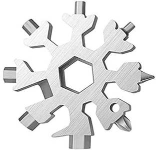prisma collection Multi-Tool Keychain Screwdriver Bottle Opener Stainless Steel Multi Purpose Wrenches Combination Compact Outdoor Portable Tool Snowflake Shape (18 in 1) Standard Screwdriver