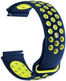 RS Collections 22MM Soft Silicon Strap Compatible with Samsung Galaxy Watch Active/Active 2/ Samsung Galaxy S3 Frontier/Huawei Watch GT2(46mm)/Honor Magic Watch 2(46mm),(BLUE WITH NEON GREEN HOLE) Smart Watch Strap