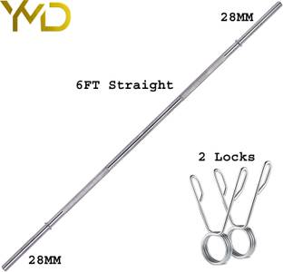 YMD 6ft straight 28mm rod with clips Weight Lifting Bar