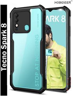 MOBIDEER Back Cover for Tecno Spark 8, Transparent Hybrid Hard PC Back TPU Bumper
