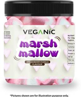 Veganic Marshmallows Pure Veg | Heart Shape Strawberry/Vanilla Flavour | Pink/White Marshmallow Candy Vanilla & strawberry Chewing Gum