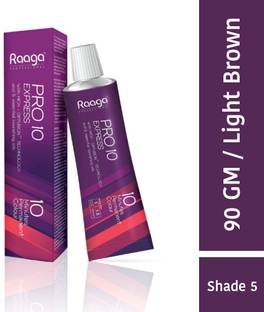 RAAGA PROFESSIONAL Pro 10 Express Permanent Hair Colour | Light Brown | 90 gm (Pack of 1) , Light Brown 5