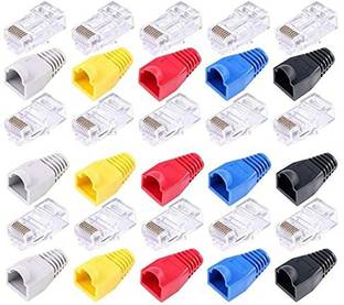 EXPERTRONICS 10 Set of RJ45 Cat5, Cat6 Connectors and Cat5, Cat6 Strain Relief Boots - 10 Pcs Lan Adapter