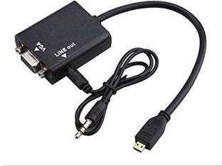 microware Micro HDMI Type D to VGA Converter Adapter Cable with 3.5mm Stereo Audio Output for Raspberry Pi 4, Camcorders Handycam Notebooks Tablets Media Streaming Device