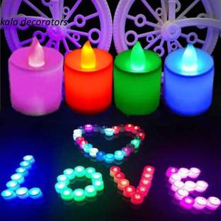 Kala Decorators Flameless LED Tealights, Smokeless Plastic Decorative Candles Pack of 12 Candle Plastic 12 - Cup Tealight Holder