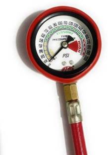 SEAHORSE POLYMERS Analog Tire Pressure Gauge Tire Pressure Gauge Plastic for Car Truck Motorcycle Bike Air Checking Meter with Rubber Hose (200 PSI)