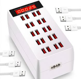 microware 100W USB Charger Smart 20 Ports Desktop Fast Charge Station Mobile Phone Quick Charging with LCD Screen Digital Display Model number 820 USB Hub