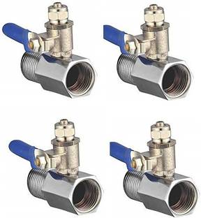 GE FILTRATION Inlet Coupling + Valve/Connector Ro/Uv/Water Filter Purifier 1/4" Size (D.V.Set), Rust Free, Long life, (Brass Inlet Valve & Handle)Pack of 4 pc Solid Filter Cartridge