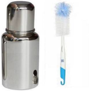 MODERN ERA Stainless Steel Baby Feeding Silver Bottle 250 ml Capacity With Cleaning Brush for New Born Baby - 250 ml