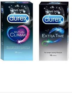 DUREX Extra Time, Mutual Climax Condoms Combo (Each 1,1 Pack) Condom