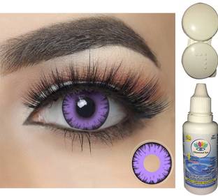 Gold Look Violet Colored Contact Lens 1 Pair with case and solution