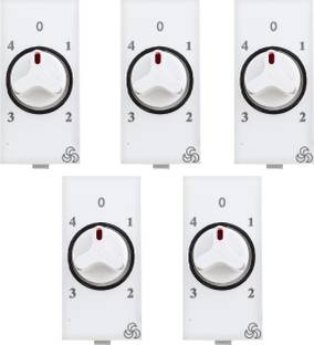 KLICK E-29 Euro Modular Series Step Regulator, Switch Type Regulator, Fan Regulator, 4 Step Regulator (300W, Pack of 5) Step-Type Button Regulator