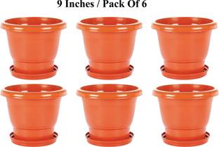 god of goods (Pack Of 6) 9" Heavy Duty Plastic Plants in Gardens for Indoor/Outdoor Planter Plant Container Set