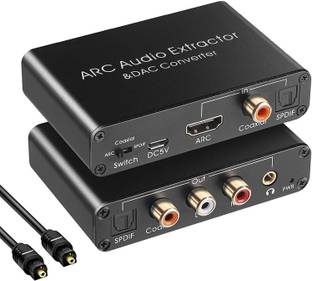 microware HDMI ARC Audio Extractor 192KHz DAC Converter ARC Audio Extractor Support Digital HDMI Audio to Analog Stereo Audio RCA L/R Coaxial SPDIF and 3.5mm Jack ARC Audio Adapter for TV Media Streaming Device