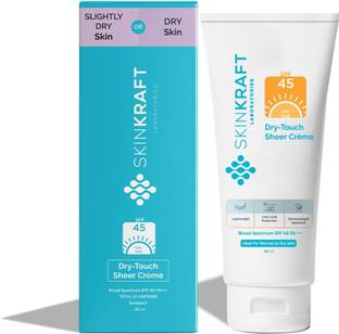Skinkraft Sunscreen - SPF 50 PA++++ Dry-Touch Sheer Creme Broad Spectrum Sunscreen SPF 45 PA++++ Non-sticky