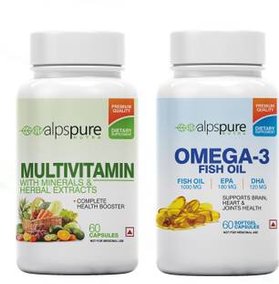 ALPSPURE Nutra (Combo) Multivitamin 60 Capsules & Omega 3 Fish Oil 60 Softgel Capsules