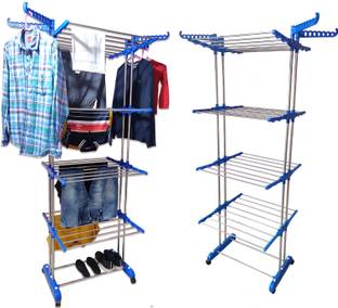 TNC Steel, Plastic, Aluminium Floor Cloth Dryer Stand T-CDS-B2SS-4 TIER-0117