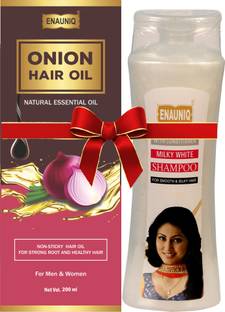 ENAUNIQ Onion Hair Oil 100 ml + Milky White Shampoo 200 Ml Hair Oil