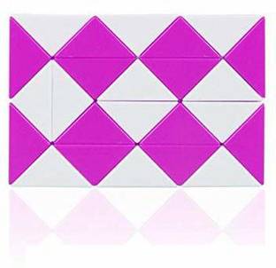 HARIKRUPEX Magic Snake 36 Blocks Geometric Brain Teaser Ruler Cube Wedges Twist Puzzle Toy (Purple/White)