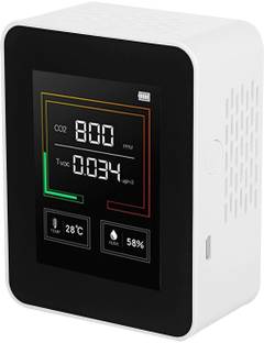 WildCard India Air Quality Monitor CO2 TVOC Meter Temperature and Humidity Carbon Dioxide Detector with Alarm Function Tabletop Real-time Air Gas Detector for Home Office Kindergarten School Dial Indicator