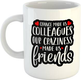 Clovez Colleagues Made Us Friends Farewell Gifts for Colleagues Printed White Coffee for Farewell Gift, Farewell Gift for Colleague, Farewell Gift Ideas for Colleagues Gifts 350ml Ceramic Coffee Mug