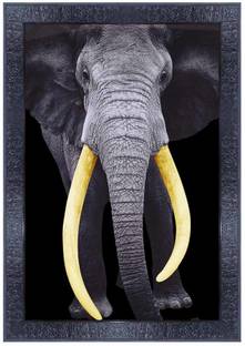 pnf Elephant Wall Painting Synthetic frame with Acrylic Sheet (Glass)-27955 Digital Reprint 14 inch x 10 inch Painting