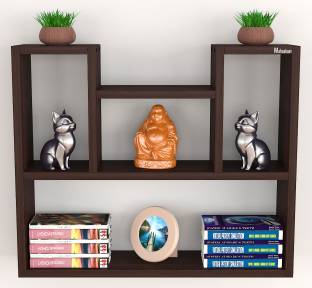 mahaakaay Engineered Wood Bookshelf Rack Shleves Display Wall Mounted Shelf Color Wenge Particle Board Wall Shelf