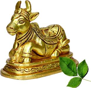 aalayam selveer Brass Nandi Idol For Puja | Nandi Brass Statue Decorative Showpiece  -  7.5 cm