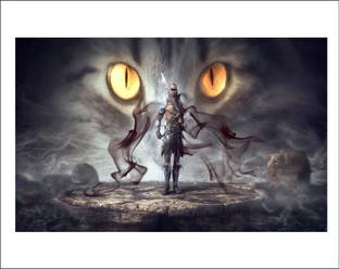 Sahaj Décor 80 cm beautifull scencery cat background dark colour background danger picture fog background picture size [ 80x50 cm ] Self Adhesive Sticker
