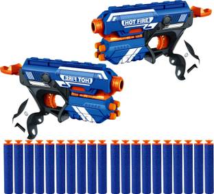 Toy Cloud Combo Set of 2 Hot Fire Manual Soft Blaster Toy Gun (10 Soft Foam Bullets and 10 Suction Dart Bullets), Safe and Long Range Shooting Gun Guns & Darts