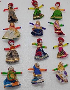 Amber Traders Rajasthani COUPLE PUPPETS (Kathputli)/Marionettes Pack Of 6 Pairs/12 Pieces Premium Quality { Multipurpose Use In Candles, Bal Gopal Dresses, Home Decor Items} Marionettes