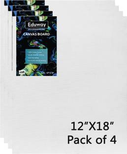 Eduway 12X18 Inch Canvas Board, 100% Cotton Medium Grain Primed Canvas Board (Set of 4)