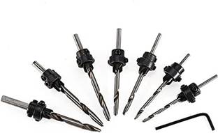 PINDIA Hardware Tool 7Pcs Woodworking Countersink Drill Bits Set, Tapered High-Speed Steel Drill Woodworking With a Hex Key Perfect for Wood